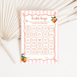 Citrus Spritz Pink Stripes Bridal Bingo Card Inbjudningar