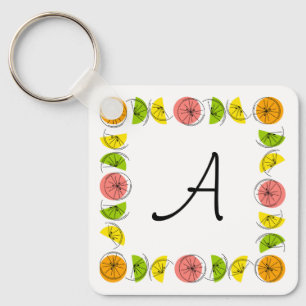 Citrus Square Monogram aluminiumsidig dubbla Nyckelring