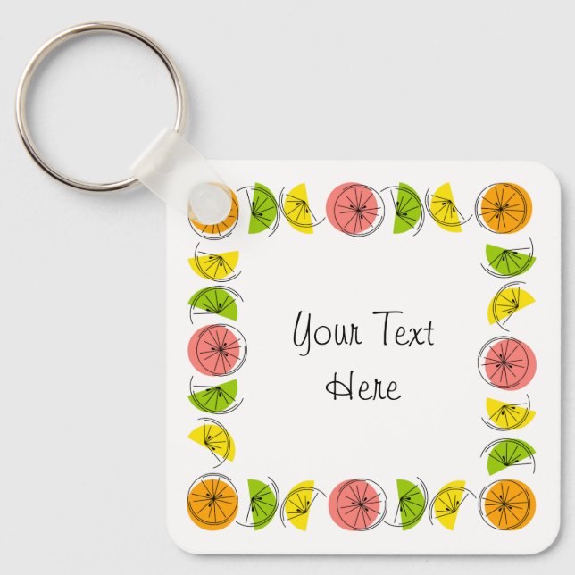 Citrus Square Text aluminum dubbla-sided Nyckelring (Framsida)