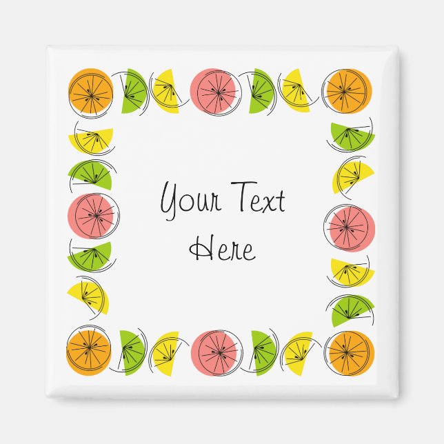 Citrus Square-textmagnet fyrkant Magnet (Framsidan)