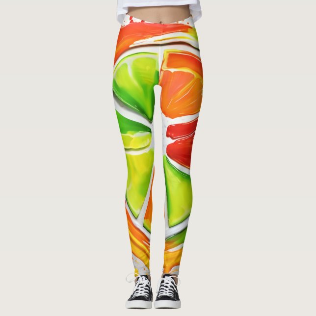 Citrus Stänk Design Leggings (Framsida)