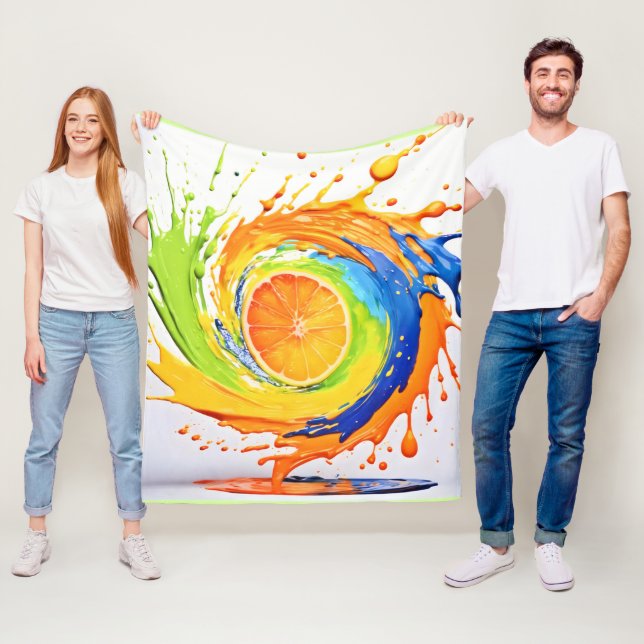 Citrus Stänk i Färg Design Fleecefilt (På plats)