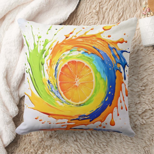 Citrus Stänk i Färg Design Kudde (Filt)