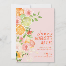 Citrus Summer Blommigt Bachelorette helg Inbjudningar