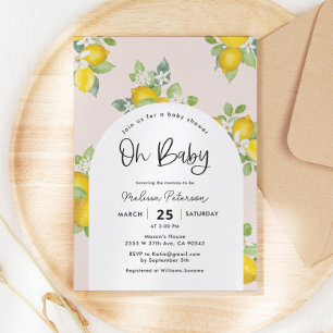 Citrus Summer Lemon Theme Baby Shower Inbjudningar