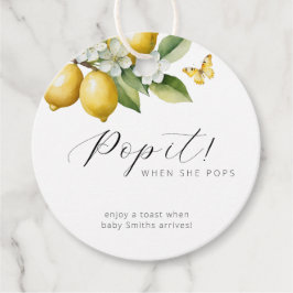 Citrus Summer Watercolor Baby Shower Pop it Gåvor Etiketter