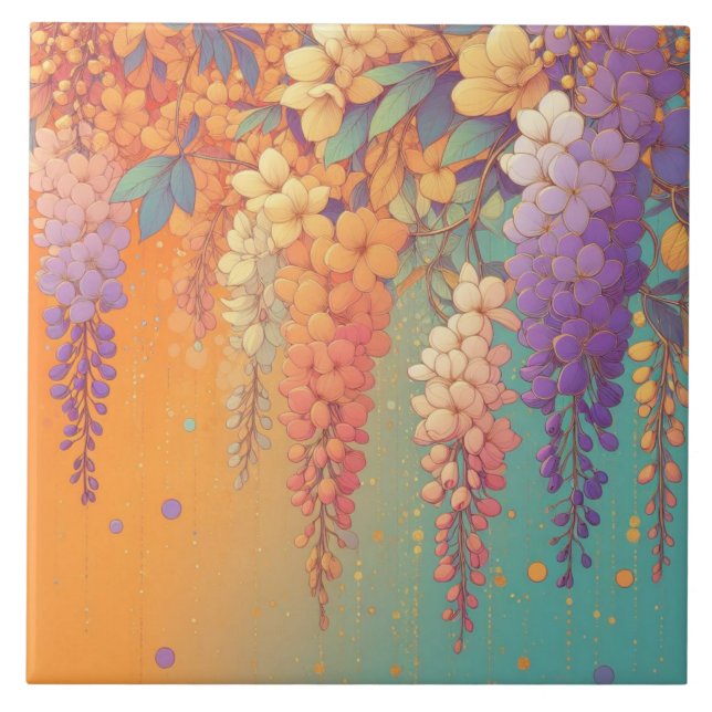 Citrus Sunset Wisteria Kakelplatta (Framsidan)