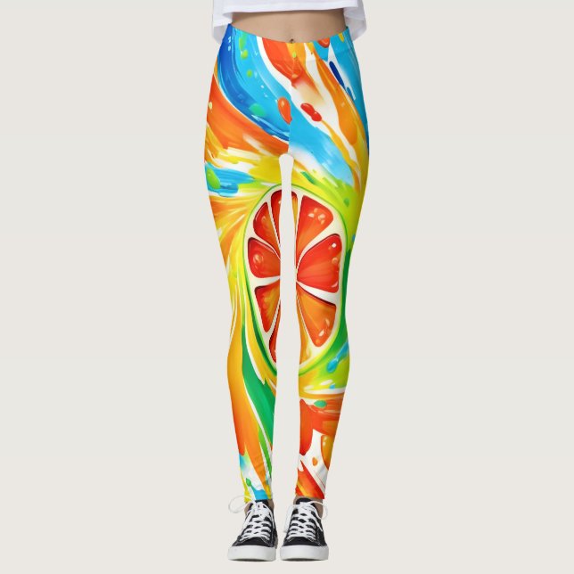 Citrus swirding Stänk Design Leggings (Framsida)
