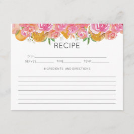 Citrus tema rosa blommig recept inneslutande kort