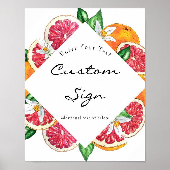 Citrus | Texttecken för Anpassningsbar Poster (Framsidan)
