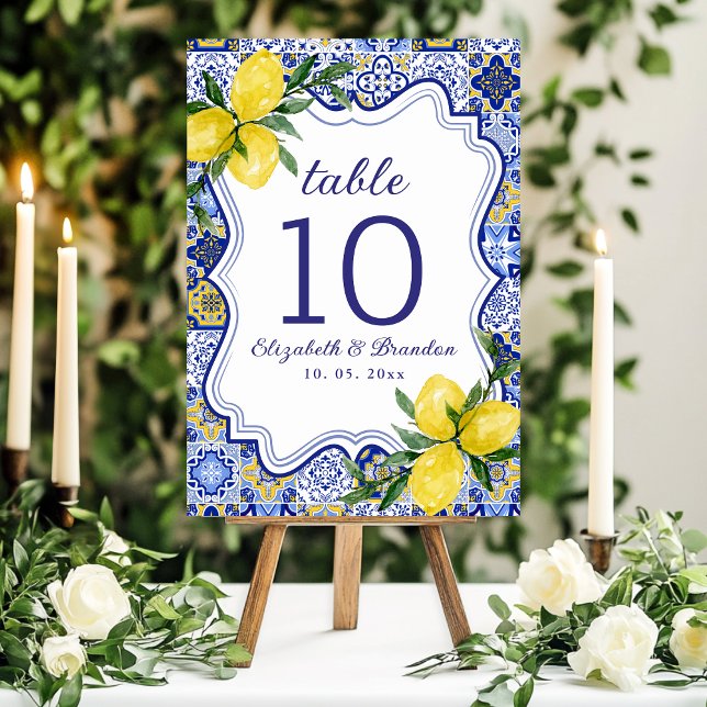 Citrus & Tile Mediterranean Wedding Celebration Bordsnummer (Skapare uppladdad)