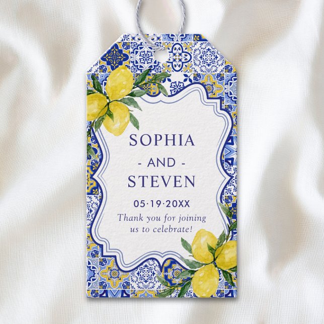 Citrus & Tile Mediterranean Wedding Celebration Presentetikett (Skapare uppladdad)