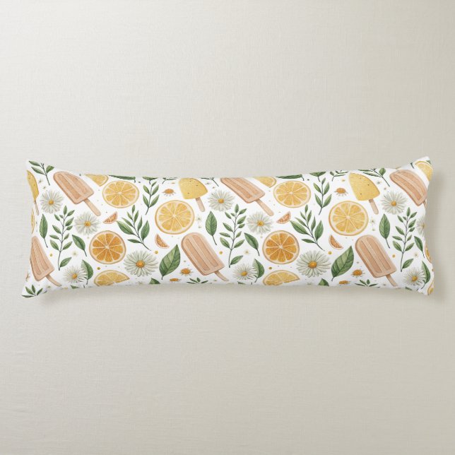 Citrus Trädgård Kroppskudde – Citron Glass & Flora (Framsidan)