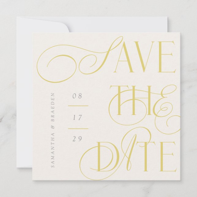 Citrus Twist Modern Calligraphy Save The Date Card Inbjudningar (Framsida)