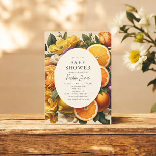 Citrus Vibrant Bloom Cottagecore Baby Shower Inbjudningar