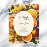 Citrus Vibrant Bloom Cottagecore Möhippa Vykort<br><div class="desc">Välkomna till den charmerande enkelheten i vår inbjudan till Cottagecore Baby Shower. Det här budgetvänliga alternativet fångar på ett vackert sätt kärnan i en pastoral dröm, med en levande gult och orange som blåser vid sidan av lekfulla citrusfrukter som ställs mot en beige-bakgrund. Inbjudan presenteras på ett genomtänkt sätt i...</div>