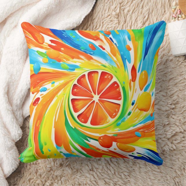 Citrus virvlande stänkdesign kudde (Filt)