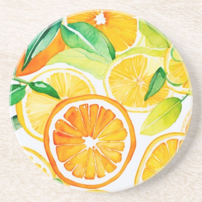 Citrus Watercolor Apelsiner & Citroner  Underlägg (Framsidan)