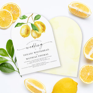 Citrus Watercolor Bröllop Inbjudningar