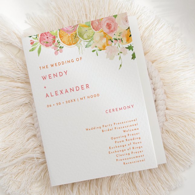 Citrus Watercolor Bröllop, vikt Program (Skapare uppladdad)
