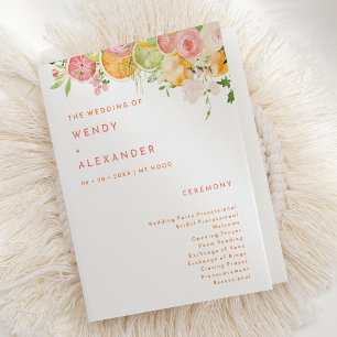 Citrus Watercolor Bröllop, vikt Program
