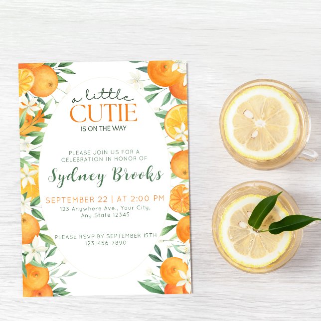Citrus Watercolor Cutie on the Way Baby Shower Inbjudningar (Skapare uppladdad)