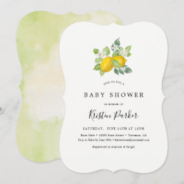 Citrus Watercolor Lemon Theter Baby Shower Inbjudningar