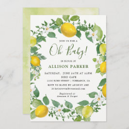 Citrus Watercolor Lemon Theter Baby Shower Inbjudningar