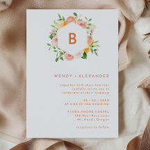 Citrus Watercolor Monogram Bröllop