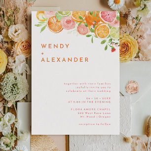 Citrus Watercolor Wedding bjudande Inbjudningar