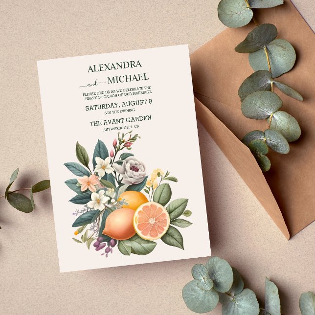 Citrus Wedding bjudande till Rustic Watercolor Inbjudningar (Skapare uppladdad)