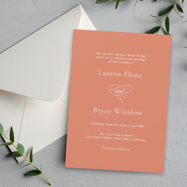 Citrus Wedding-inbjudan av enkel minimal Orange Inbjudningar (Skapare uppladdad)