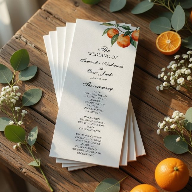 Citrus Wedding Program | Mediterranean Orange  (Skapare uppladdad)