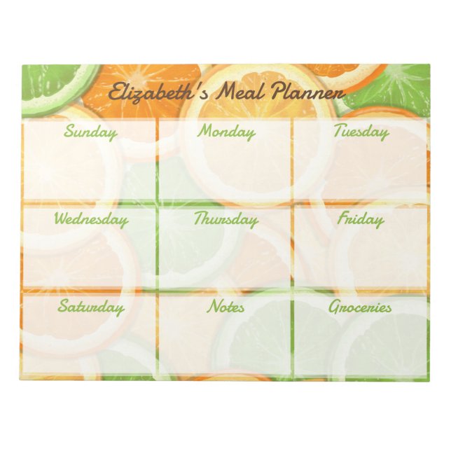 Citrus Weekly Meal Planner Anteckningsblock (Framsida)