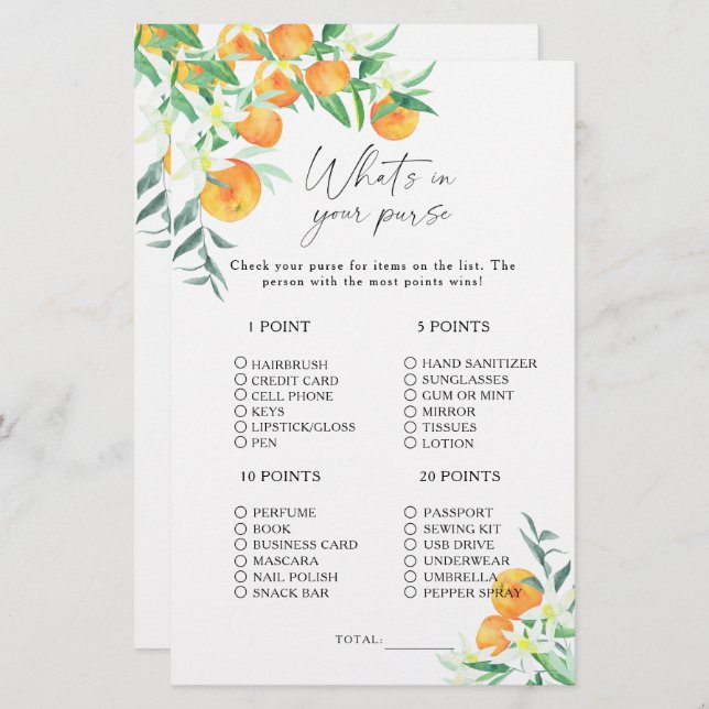 Citrus - What's in your purse match (Fram/baksida)