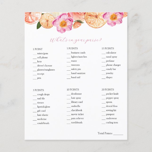 Citrus What's in Your Purse Möhippa Game (Framsida)