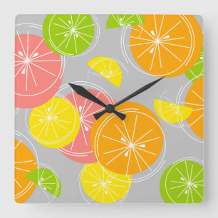Citrus White clocknsquare grått Fyrkantig Klocka