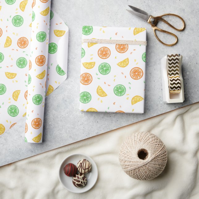 Citrus wrapping paper presentpapper (Hantverk)