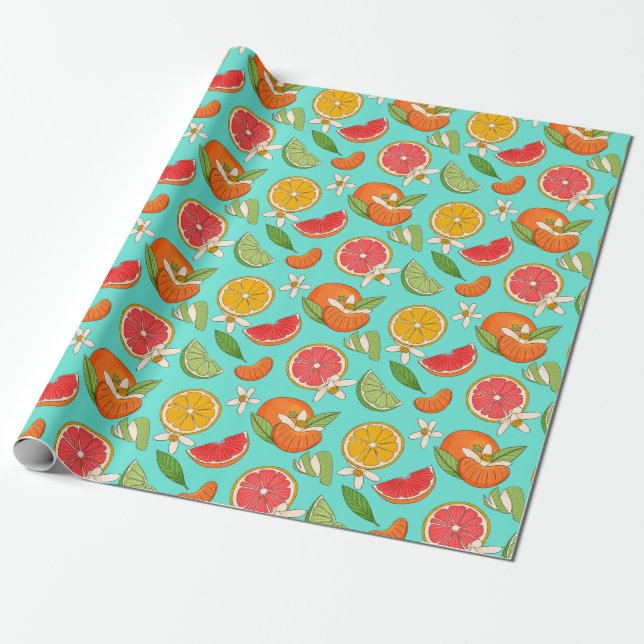 Citrus Wrapping Papper Presentpapper (Utrullad)