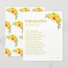 Citrus Yellow Floral Who Knows the Bride Best Game