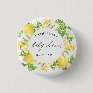 citrusciton frukt, blomma, babyduschmonogram knapp