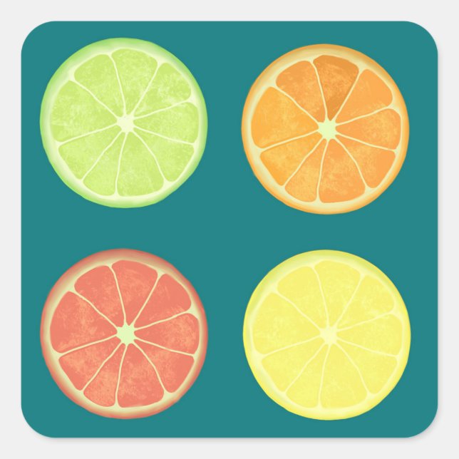 Citrusdekal Fyrkantigt Klistermärke (Framsida)