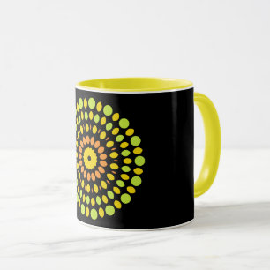 Citrusfärger, grön, gul, orange, mugg
