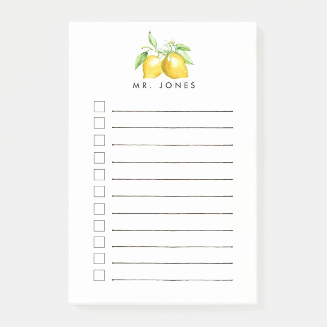 Citrusfrisk Personlig Att Göra Post-it Block (Framsida)