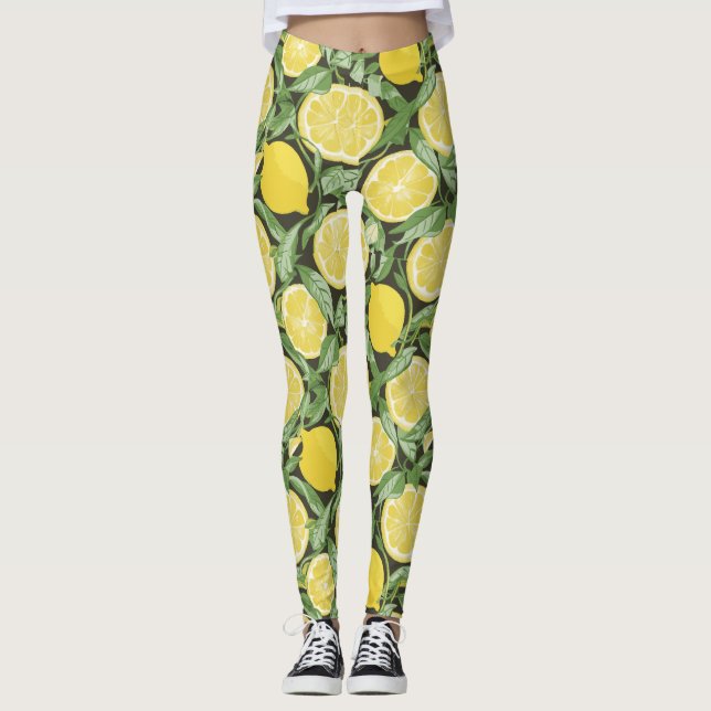 Citrusfriskhet: Ett citronmönster Leggings (Framsida)