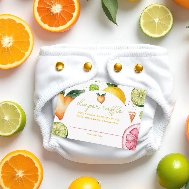 Citrusfrukt Baby Shower Blöja Lotteri Tilläggskort (Citrus Baby Shower Diaper Raffle Card)