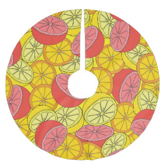 Citrusfrukt, Bright Sömlösa Mönster Julgransmatta Borstad Polyester