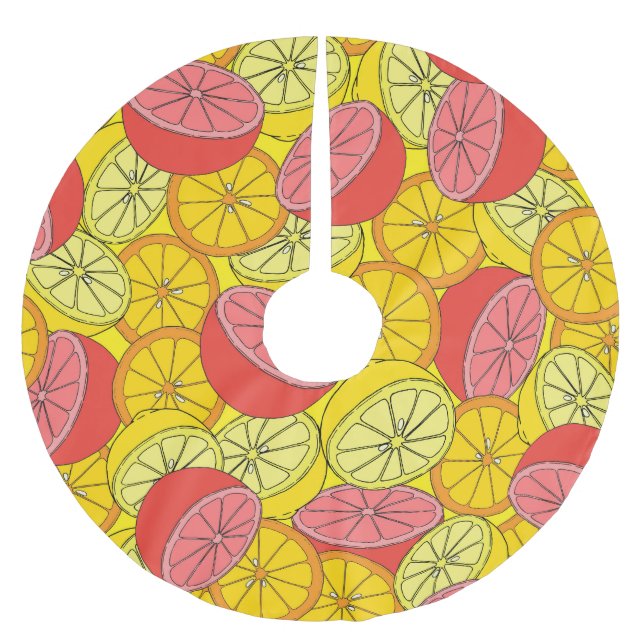 Citrusfrukt, Bright Sömlösa Mönster Julgransmatta Borstad Polyester (Framsidan)