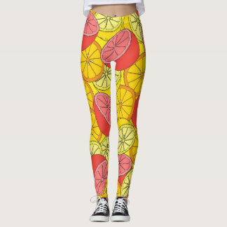 Citrusfrukt, Bright Sömlösa Mönster Leggings