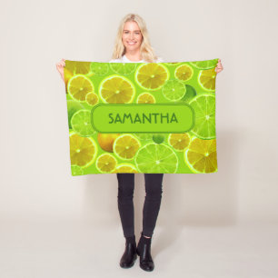 Citrusfrukt, citron och citrusfrukter, citron och  fleecefilt